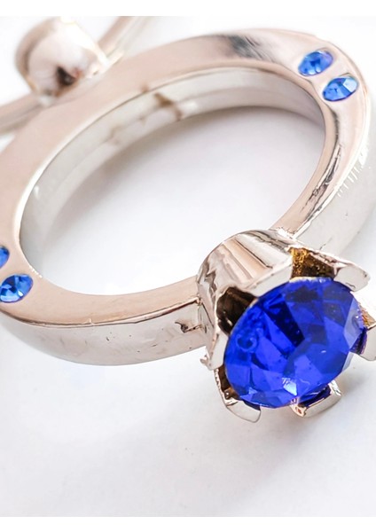 Mavi Tek Taşlı Yüzük Şeklinde Metal Anahtarlık fırsatları