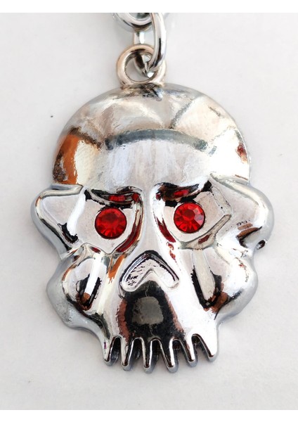 Kırmızı Gözlü Iskeletor Kafatası Metal Anahtarlık