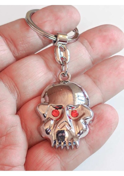 Kırmızı Gözlü Iskeletor Kafatası Metal Anahtarlık