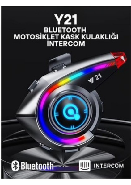 Intercom Y21 Motosiklet Kask Kulaklık Bluetooth 5.4 Kablosuz Motor Kulaklık Stereo Müzik Çalar