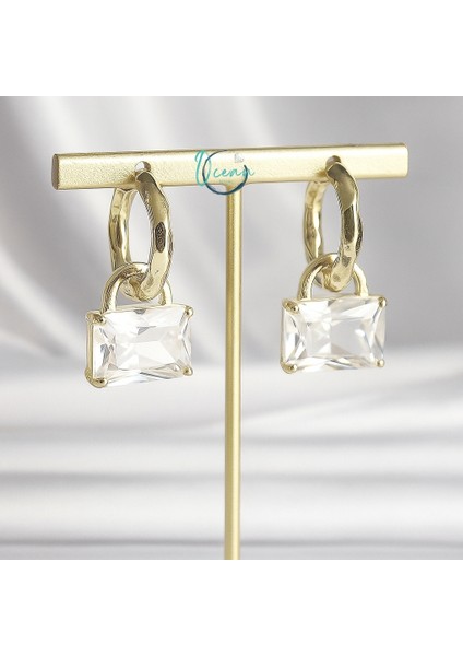 Pirinç Gold Renk Sallantı Zirkon Taşlı Çanta Model Kadın Küpe fiyatları