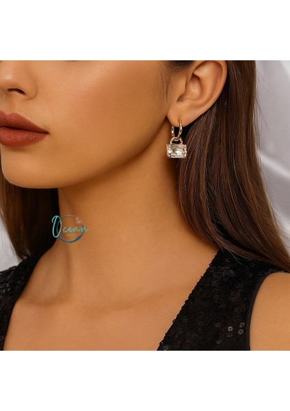 Pirinç Gold Renk Sallantı Zirkon Taşlı Çanta Model Kadın Küpe modelleri