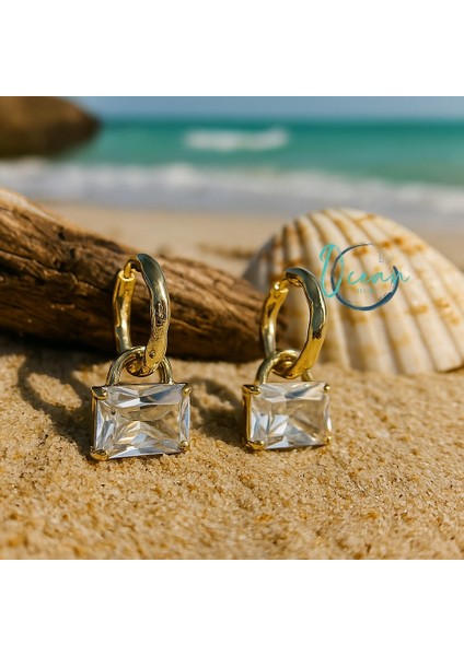 Pirinç Gold Renk Sallantı Zirkon Taşlı Çanta Model Kadın Küpe indirimleri