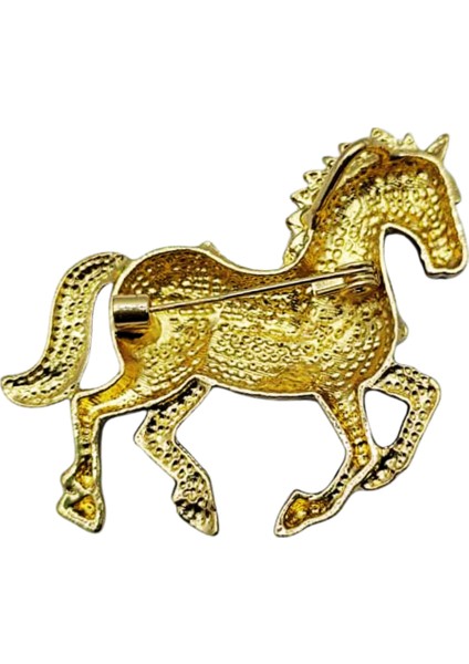 Siyah & Beyaz At Broş - Kristal Taşlı Zarif Horse Brooch | Şık Hayvan Figürlü Aksesuar modelleri