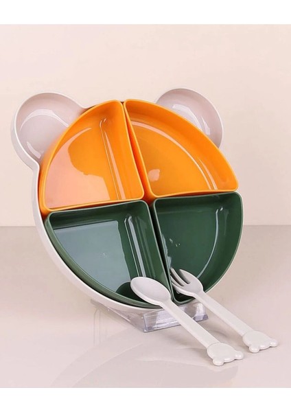 Tabldot Mama Tabağı Çıkarılabilir Kaseli -Tepsili 4 Bölmeli Çatal Kaşıklı Ayıcık Beslenme Kabı modelleri