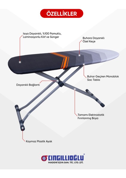 CM-955 Hausclass Ütü Masası (Silikon Ütü Altlığı Hediyeli)