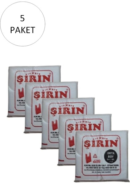 Beyaz Kalın Atlet Poşet Orta Boy 28X50 cm 1 kg 5 Paket (Takriben 375 Adet)