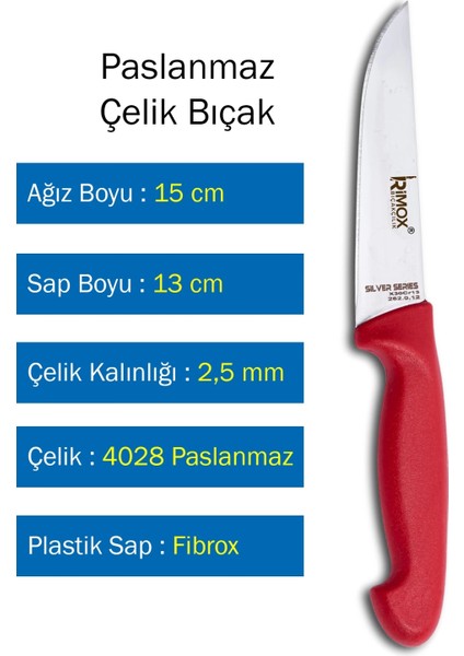 Silver Serisi Kasap ve Ev Mutfak Bıçağı Çelik Kasap No:1