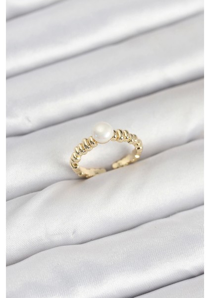 Bfs Pirinç Gold Renk Göbek Inci Model Kadın Yüzük