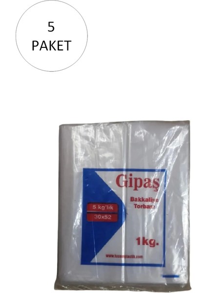 Bakkaliye Naylon Torba 5'kg Lık 30X52 cm 5 Paket (Takriben 550 Adet)