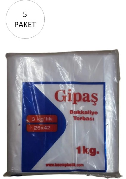 Bakkaliye Naylon Torba 3'kg Lık 26X42 cm 5 Paket (Takriben 825 Adet)