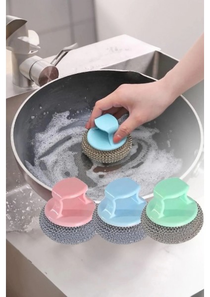 Tutacaklı Paslanmaz Çelik Top Bulaşık Ovma Teli Bulaşık Temizleme Fırçası Yıkama Süngeri fiyatları