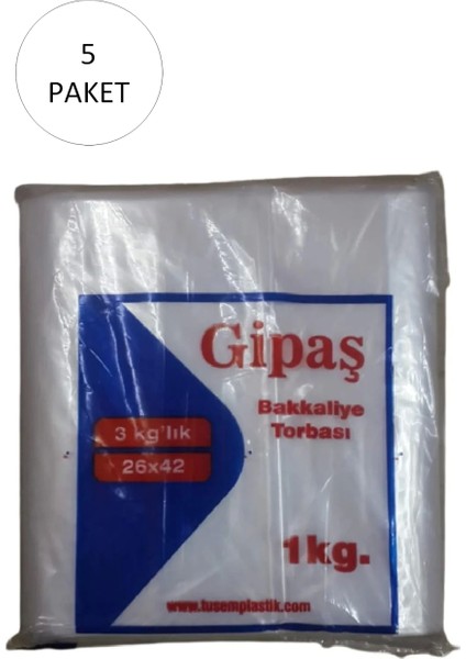 Bakkaliye Naylon Torba 3'kg Lık 26X42 cm 5 Paket (Takriben 825 Adet)