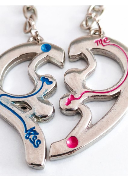 Yarım Kalp Şeklinde Ikiz Metal Anahtarlık modelleri