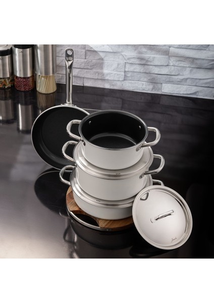 Swiss Crystal Krem 7 Parça Tencere Seti fiyatları