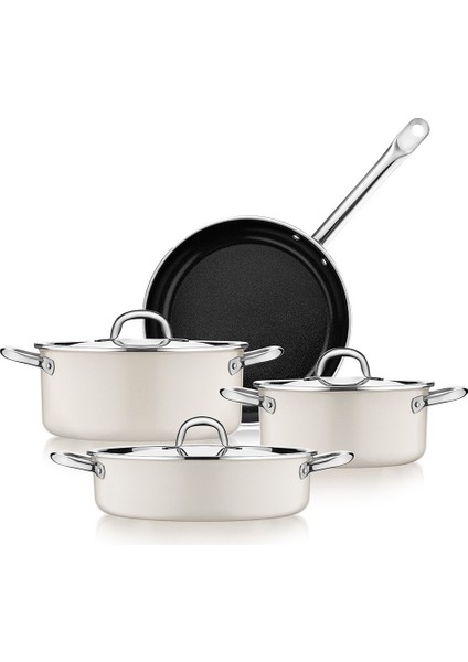 Swiss Crystal Krem 7 Parça Tencere Seti modelleri