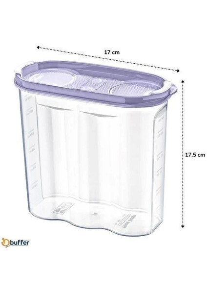 2 Kapaklı Ölçekli Erzak Kuru Gıda Saklama Kutusu Kabı - 1,7 Litre - SA935 fırsatları