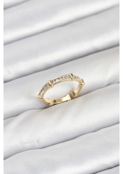 Bfs Pirinç Gold Renk Kemik Model Zirkon Taşlı Kadın Yüzük