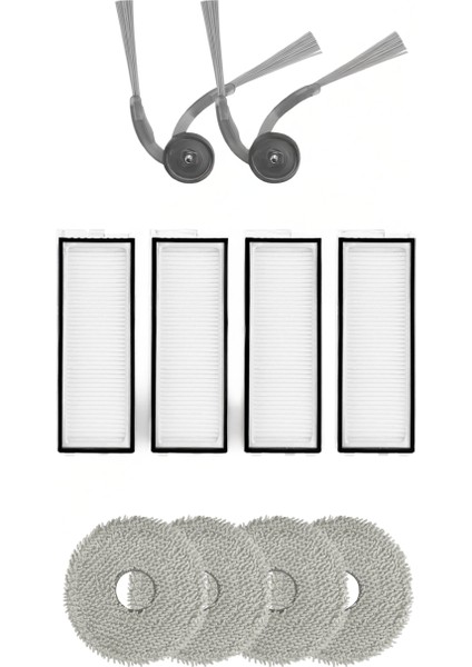 Roborock Q Revo L Uyumlu 2 Yan Fırça 4 Filtre 4 Mop