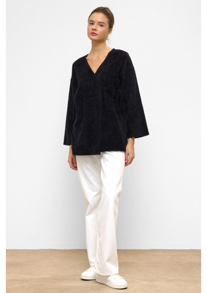 Bağcık Kapamalı Soft Triko Hırka Siyah 8269 modelleri