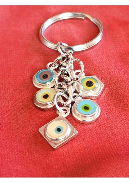 Zincirli Farklı Renklerde Küçük Cam Gözlerden Oluşan Metal Anahtarlık fırsatları