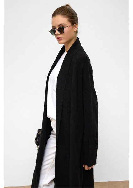 Oversize Uzun Triko Hırka Siyah 8271 indirimleri