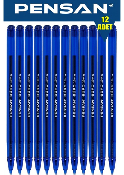 Tükenmez Kalem 1.0 mm Mavi – 12’li Adet - (Büro Serisi)