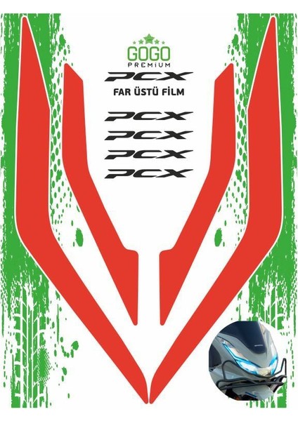 Gogo Far Üstü Film Kırmızı 002 - Honda Pcx (2021-2024)