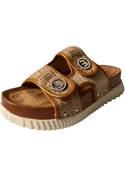 25Y178 Kadın Kalın Taban Ortopedi Terlik Camel