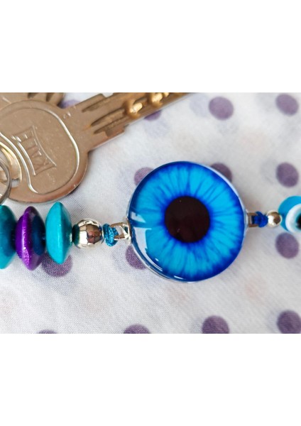 Mavi Cam Boncuklu Lacivert Püsküllü Anahtarlık indirimleri