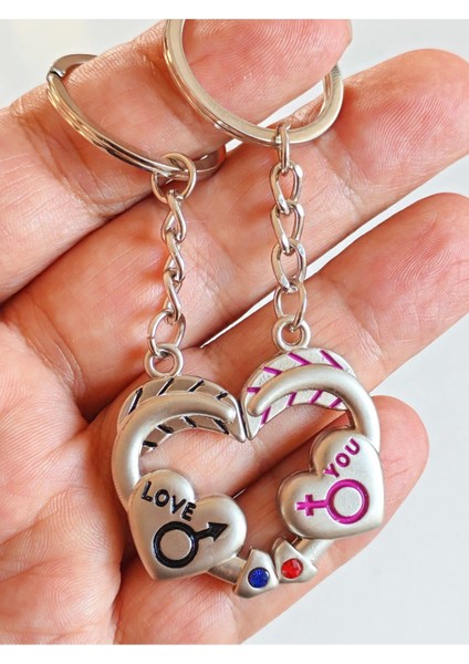 Çiftlere Özel Kalp Şeklinde Ikiz Metal Anahtarlık fırsatları