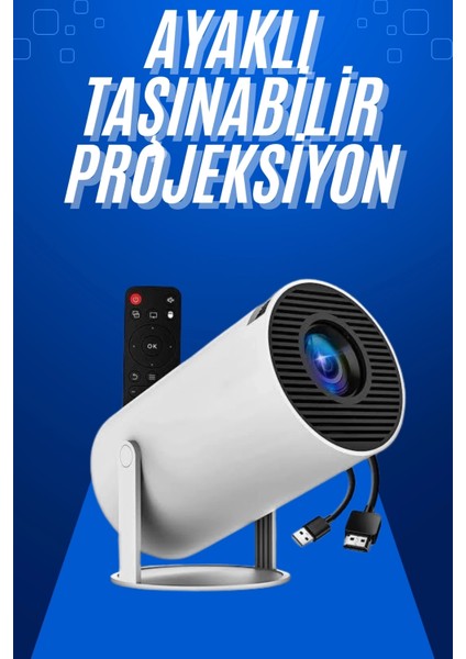Taşınabilir Projeksiyon Ayaklı Projektör Android Uyumlu HDMI Girişli
