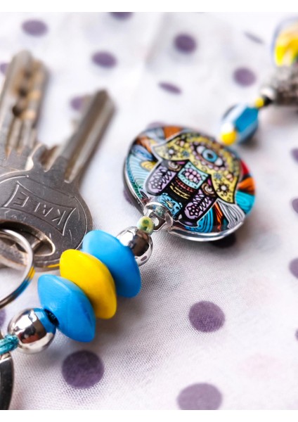 Renkli Fatımanın Eli Cam Boncuklu Renkli Püsküllü Anahtarlık modelleri