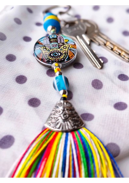 Renkli Fatımanın Eli Cam Boncuklu Renkli Püsküllü Anahtarlık fırsatları