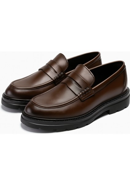 GR0392 Hakiki Deri Italyan Tarz Tasarım Eva Yüksek Taban Koku Yapmaz Spor Klasik Ayakkabı