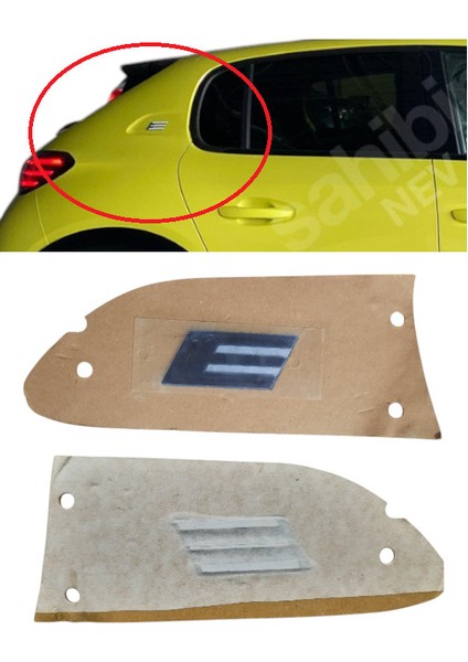 Psa Grup Peugeot E208 (E) Yazı Monogram Yesıl-Mavı Arka Camurluk Sag