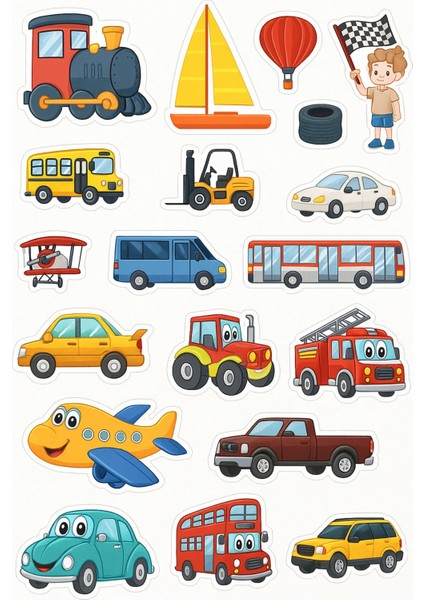 60 Çıkartmalı Sticker Kitabı –eğitici Etkinlik Kitabı (Hayvanlar - Taşıtlar) - 2'li