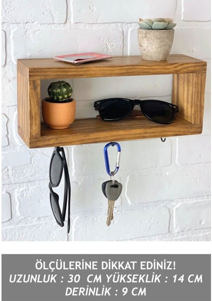 Kancalı Ahşap Raf Organizer, Anahtar Askısı, Ahşap Askılık, Anahtarlıklı Duvar Rafı, Anahtarlık fiyatları