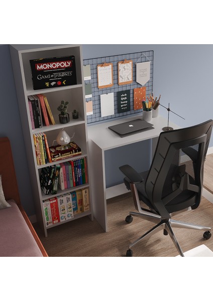 %100 Mdf Kitaplık ve Çalışma Masası Seti Soft Beyaz Cabinse indirimleri