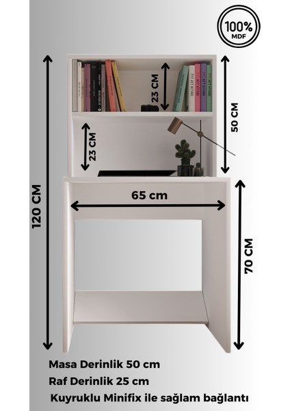 %100 Mdf Soft Beyaz Çalışma Masası 2 Raflı Cabinse fiyatları