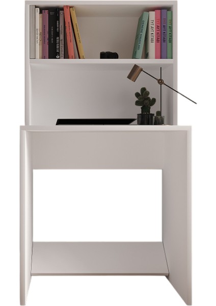 %100 Mdf Soft Beyaz Çalışma Masası 2 Raflı Cabinse modelleri