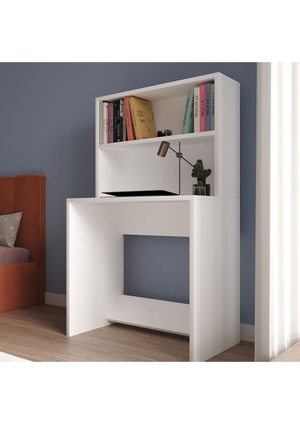 %100 Mdf Soft Beyaz Çalışma Masası 2 Raflı Cabinse indirimleri