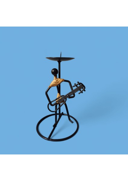 Vintage Gitarist Temalı Metal Mumluk & 16 cm modelleri