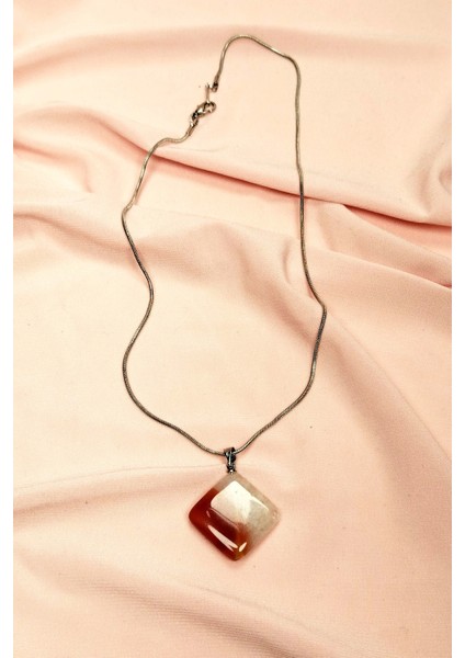 Akik Doğal Taşı Zincirli El Yapımı Kolye Uç: 3 cm Zincir: 20 cm Kutulu modelleri