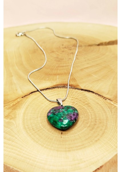 Azurit Doğal Taşı Zincirli El Yapımı Kolye Uç: 2 cm Zincir: 20 cm Kutulu