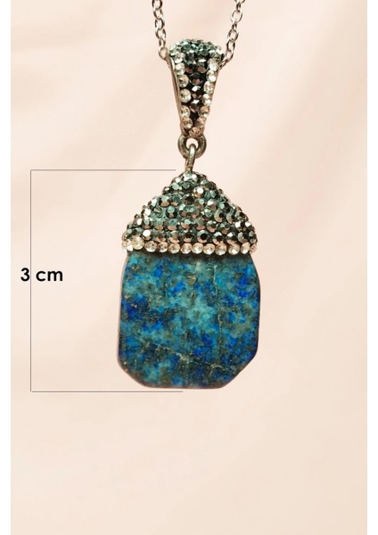 Lapis Doğal Taşı Zincirli El Yapımı Kolye Uç: 3 cm Zincir: 20 cm Kutulu modelleri