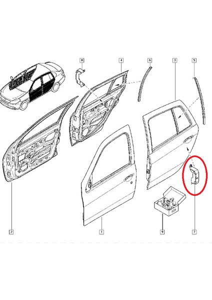 Renault Clıo Arka Kapı Takfıye Sacı Sol