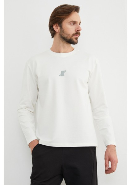 Baskılı Bisiklet Yaka Sweatshirt