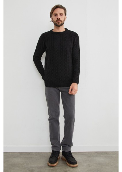 Saç Örgüsü Desenli Bisiklet Yaka Kazak modelleri