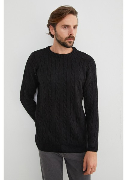 Saç Örgüsü Desenli Bisiklet Yaka Kazak indirimleri